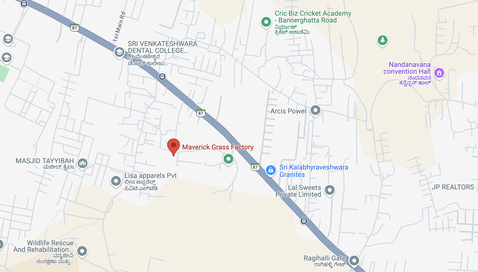 Maverick Grass - Bangalore Location Map